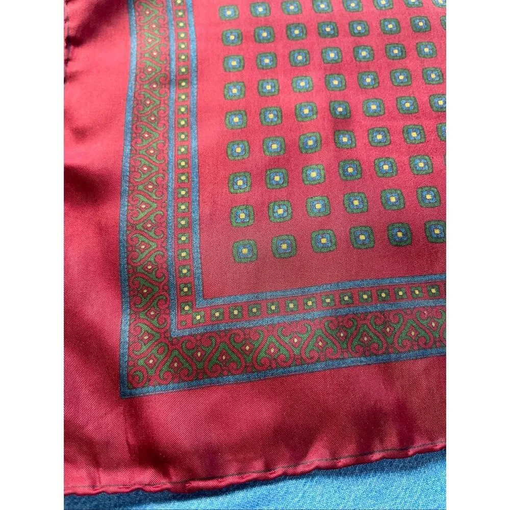 VTG Made in Italy 100% Silk Scarf Equestrian Foulard Bandana Neckerchief 19”